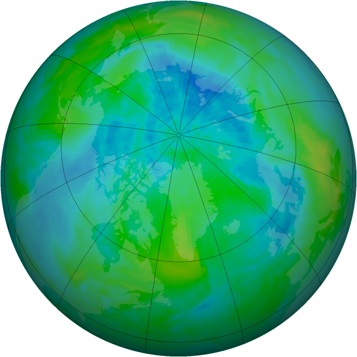 Arctic ozone map for 14 September 1990